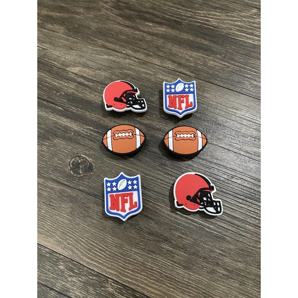 Cleveland Browns Football Team Charm For Crocs Shoe Charms - 6 Pieces